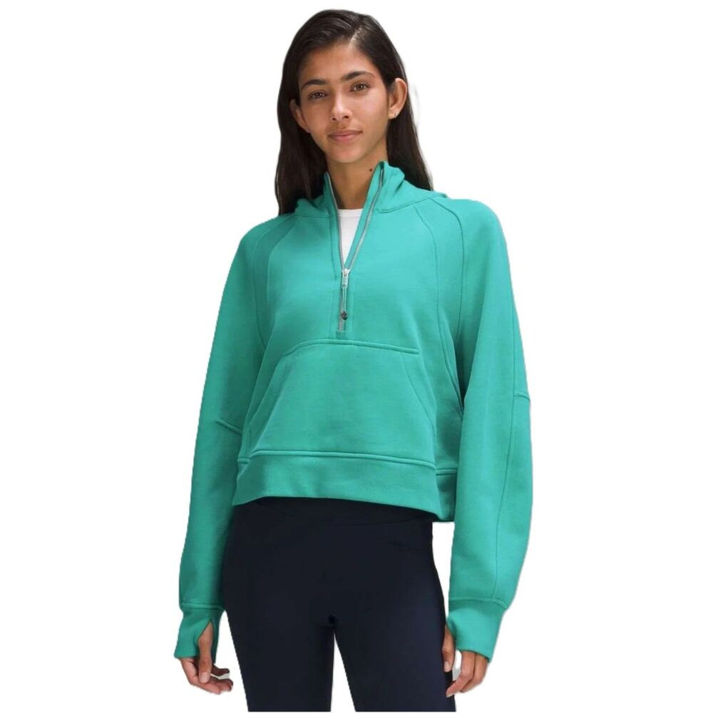 Lululemon Athletica Half-Zip Hoodie Sweathshirt in Kelly Green - Women's M/L